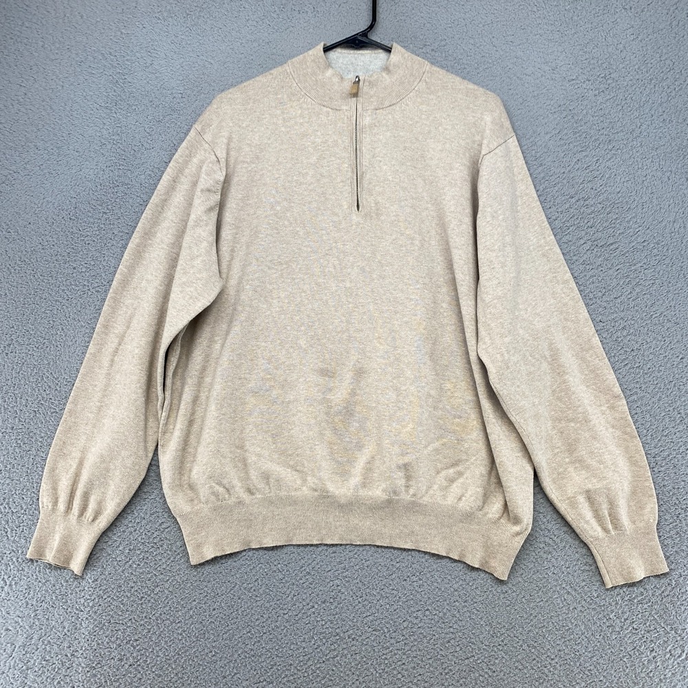 Peter Millar Sweater Mens XL Silk Cashmere High Neck Knit Golf Tan Pullover*